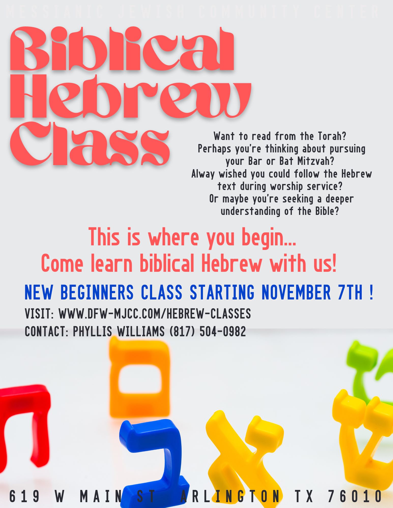 HEBREW CLASSES Messianic Jewish Community Center